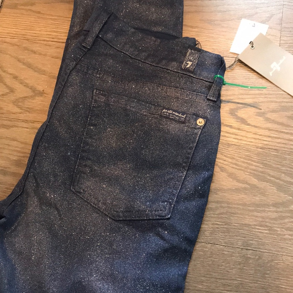 7 for all mankind Skinny Glitter Denim Jeans Stretch Woman’s brand NWT size 28